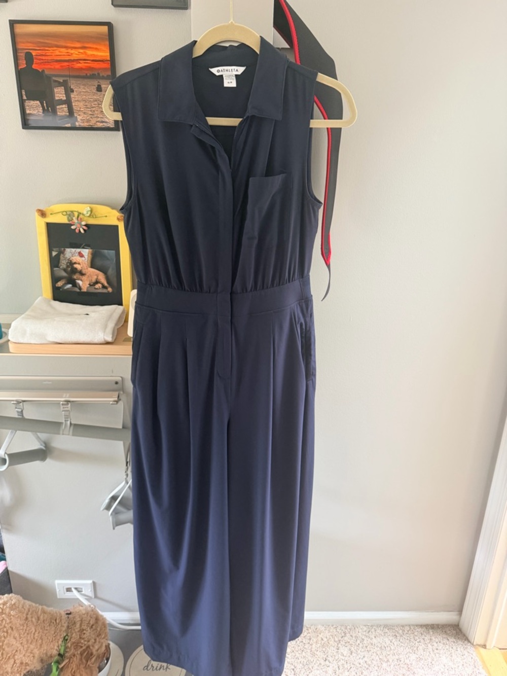 Athleta Sleeveless Navy Collared Jumpsuit